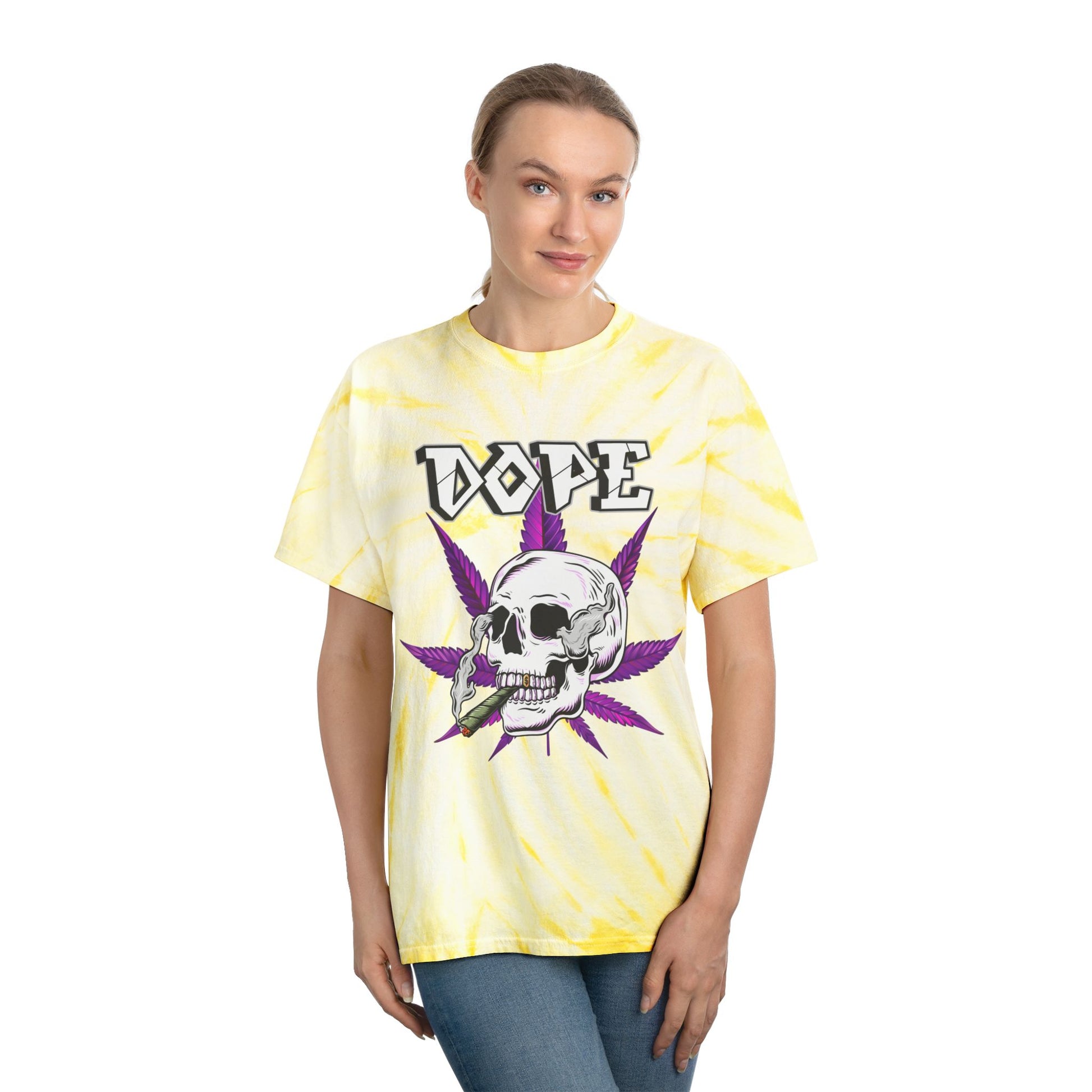 Tie-Dye Tee — Cyclone Skull 'Smoke Weed' Graphic