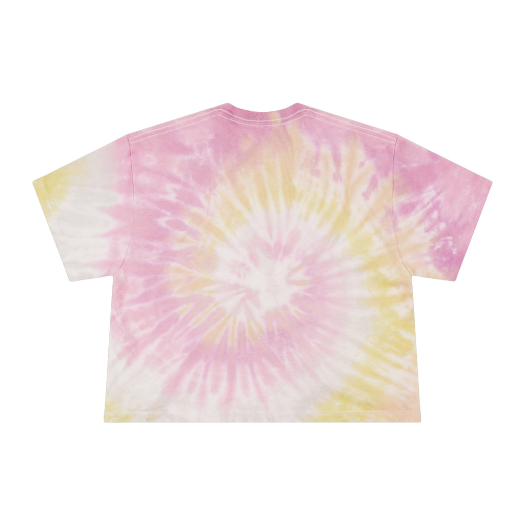 Mushroom Artwork Tie-Dye Crop Tee – Pastel Blue Psychedelic Graphic