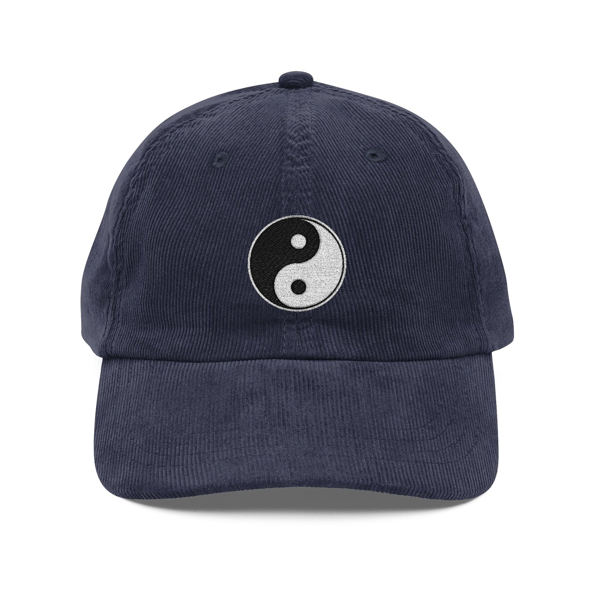 Vintage Corduroy Yin Yang Embroidered Cap — Retro Yoga & Streetwear Dad Hat