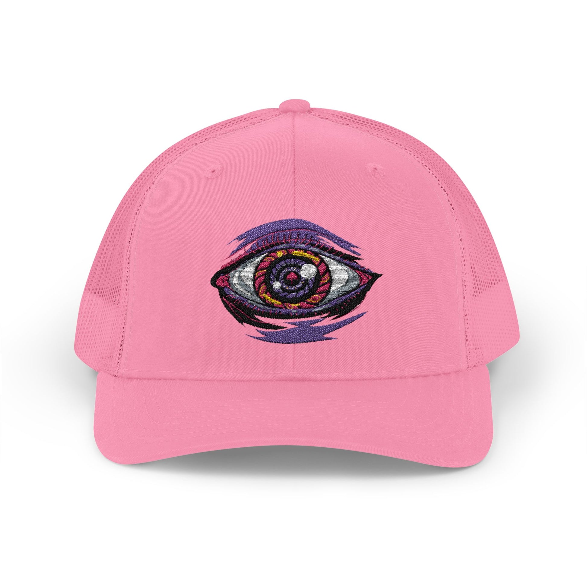 Eye Graphic Snapback Trucker Cap — Cosmic All-Seeing Design _.