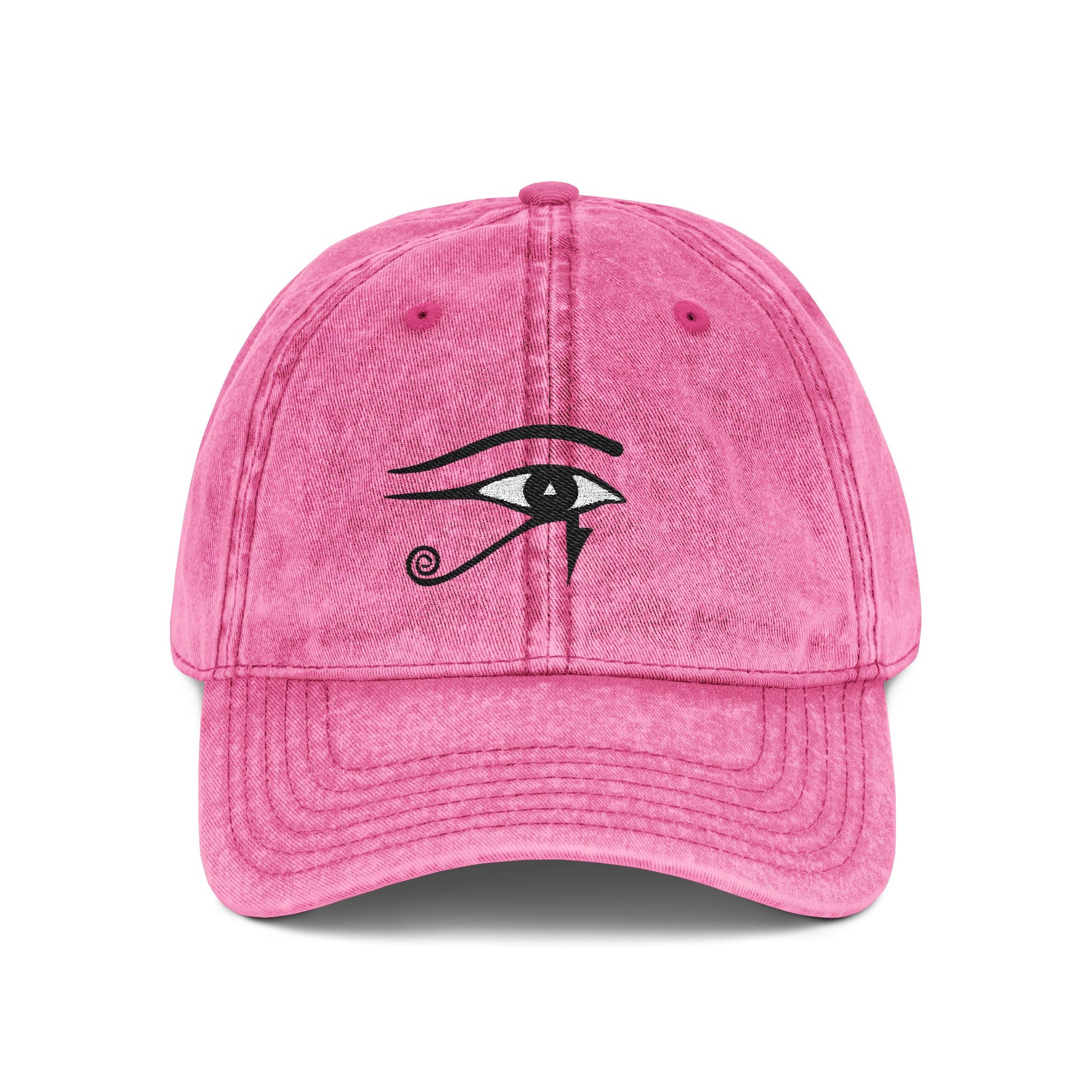 Embroidered Eye of Horus Vintage Cap — Washed Red Dad Hat