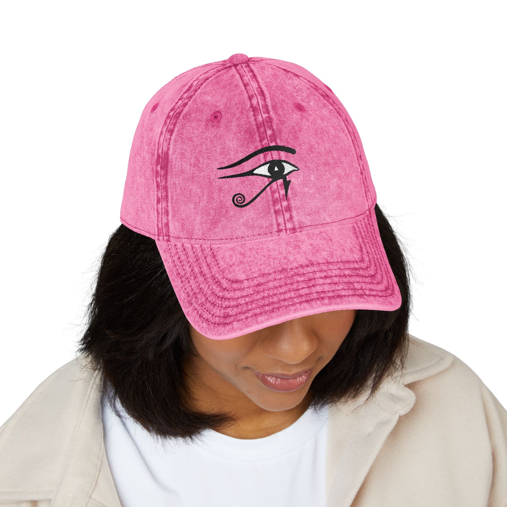 Embroidered Eye of Horus Vintage Cap — Washed Red Dad Hat