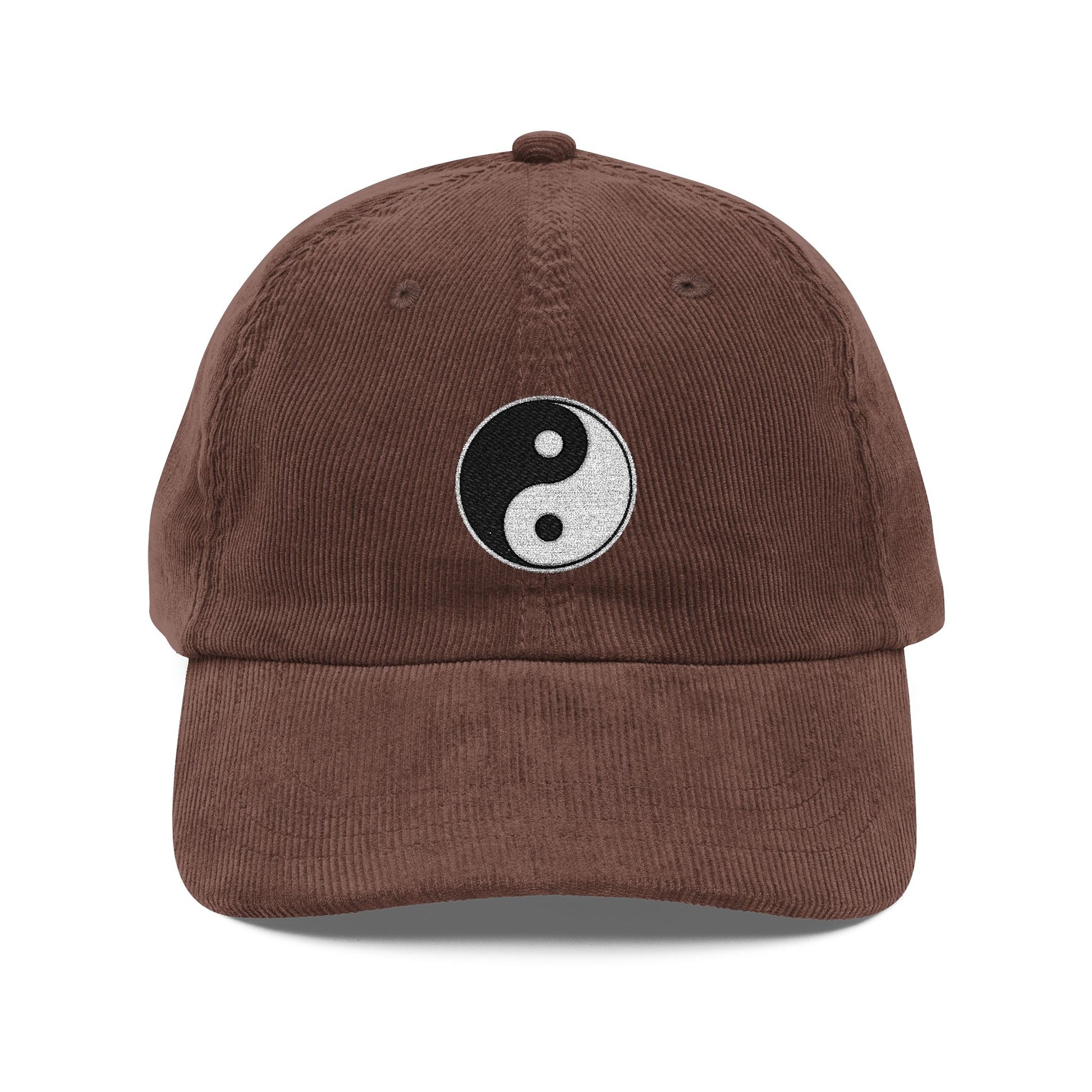 Vintage Corduroy Yin Yang Embroidered Cap — Retro Yoga & Streetwear Dad Hat