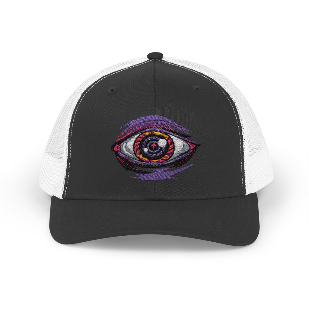 Eye Graphic Snapback Trucker Cap — Cosmic All-Seeing Design _.