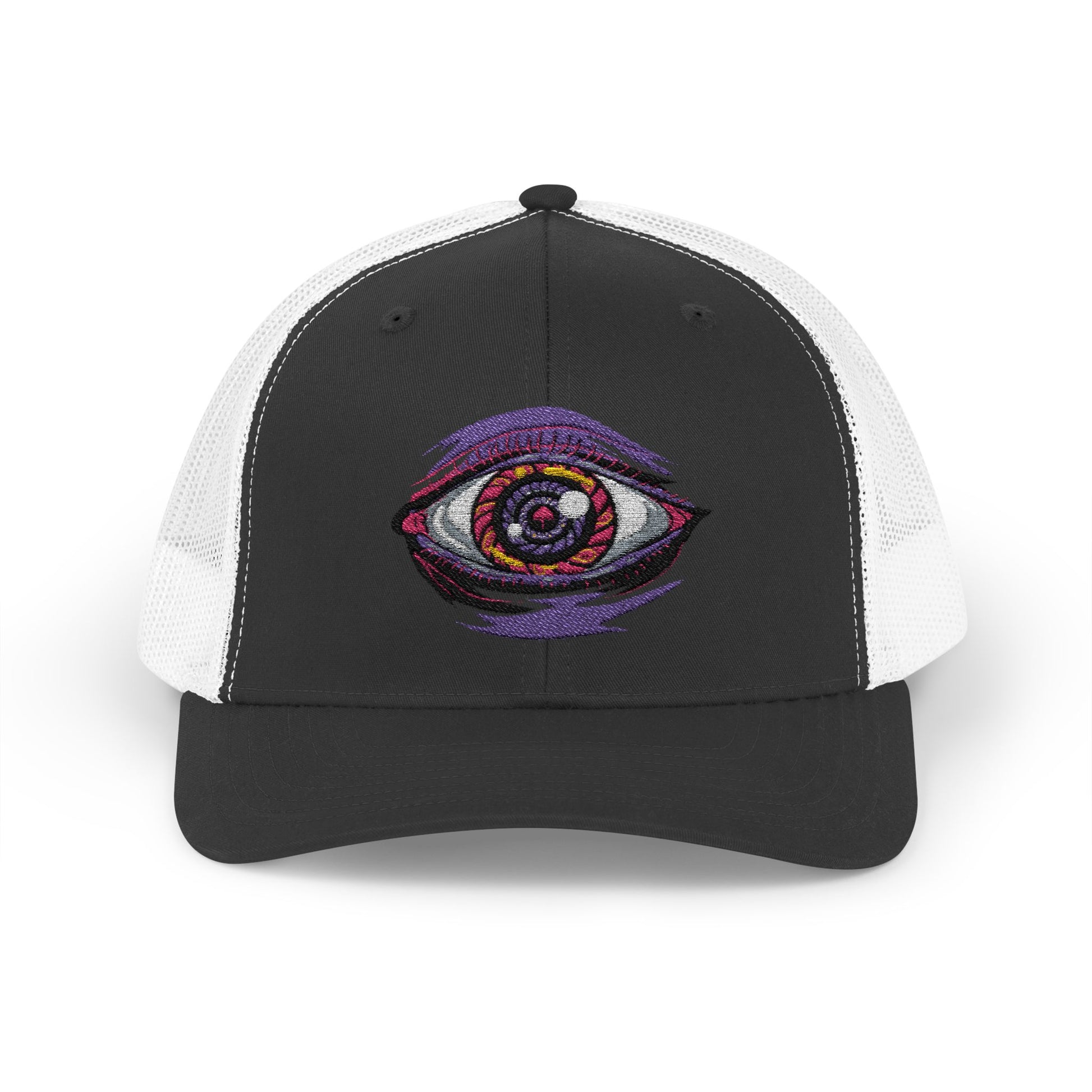 Eye Graphic Snapback Trucker Cap — Cosmic All-Seeing Design _.