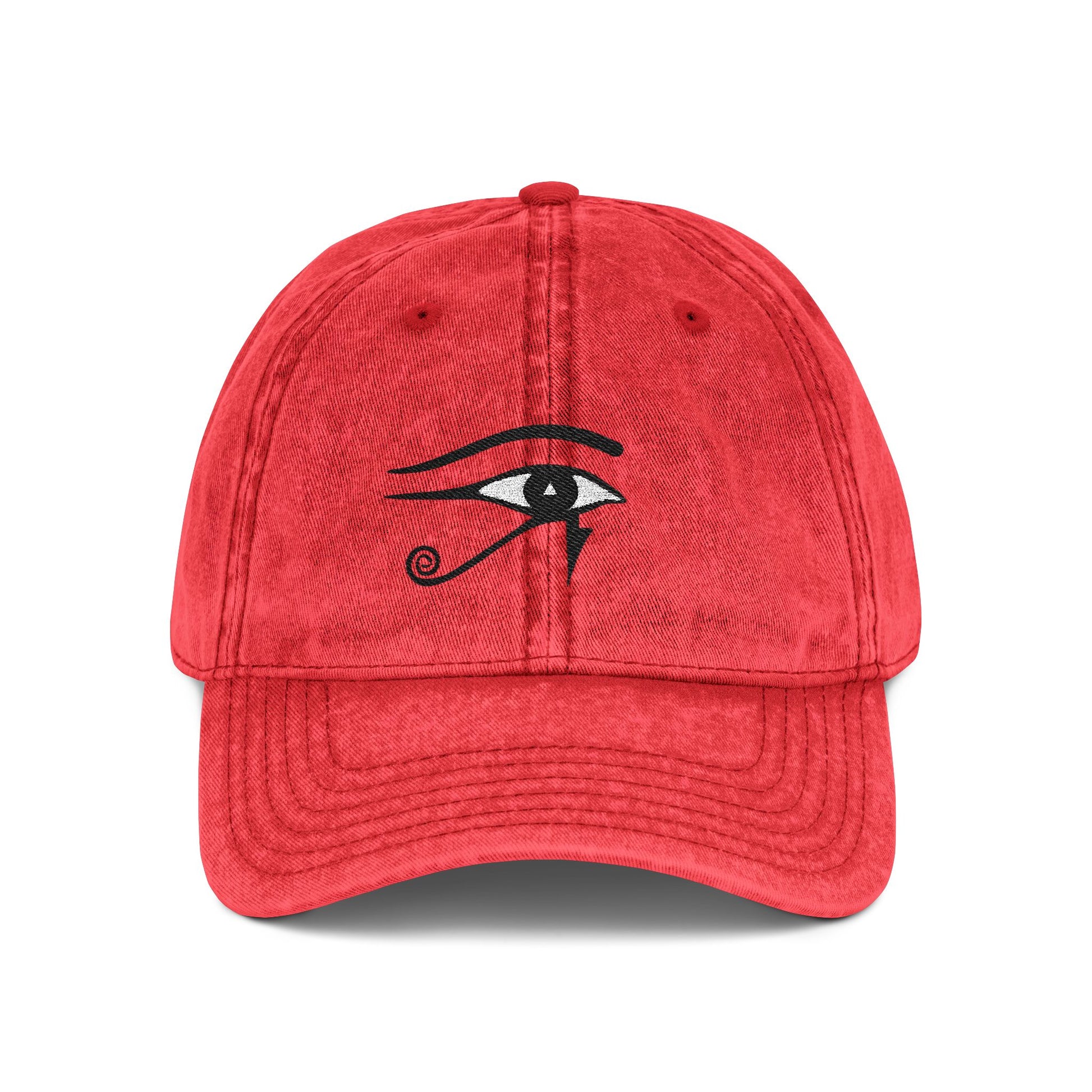Embroidered Eye of Horus Vintage Cap — Washed Red Dad Hat
