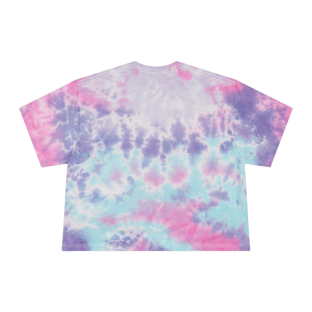 Mushroom Artwork Tie-Dye Crop Tee – Pastel Blue Psychedelic Graphic