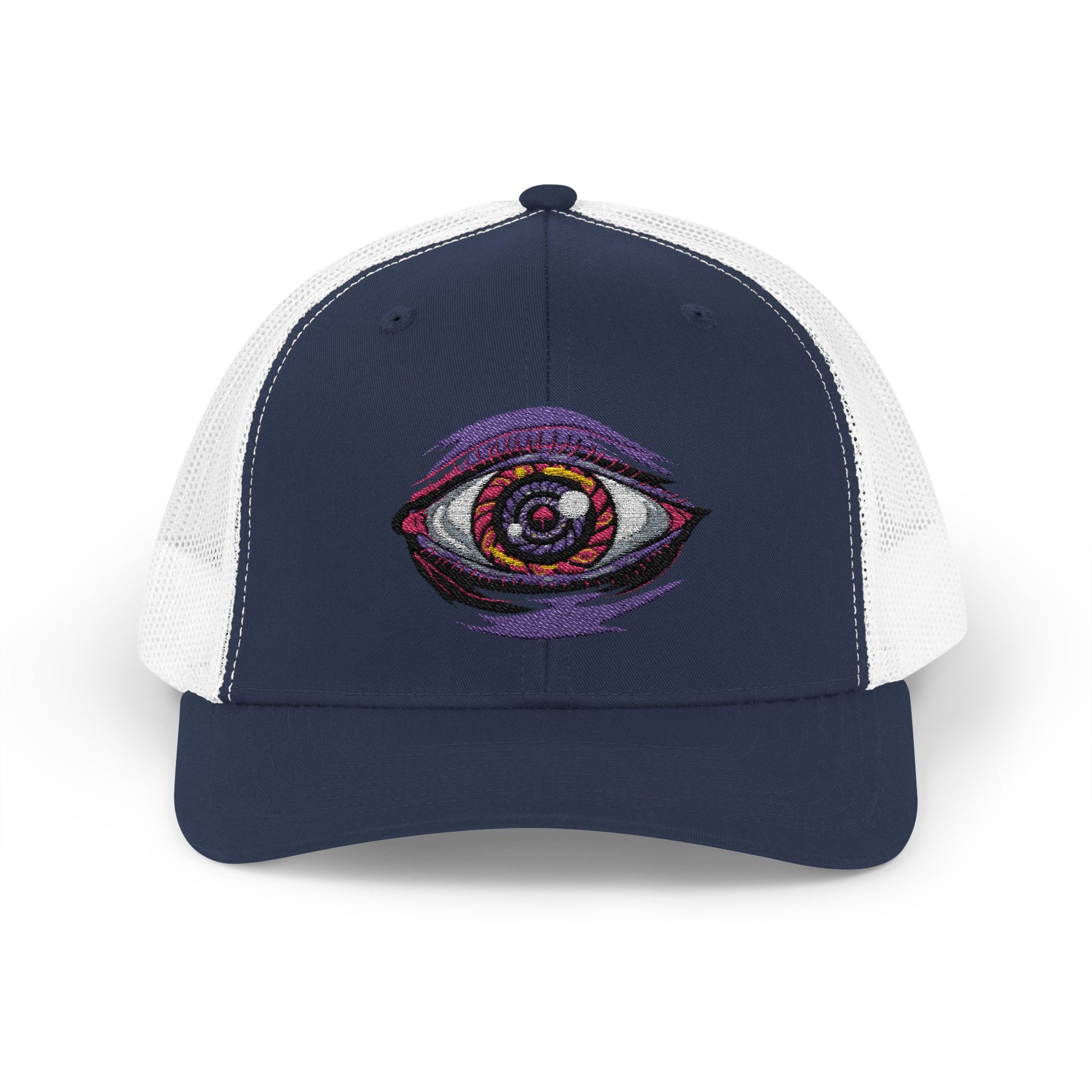 Eye Graphic Snapback Trucker Cap — Cosmic All-Seeing Design _.