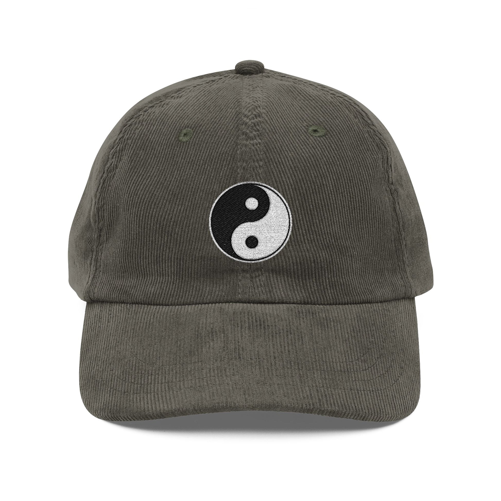 Vintage Corduroy Yin Yang Embroidered Cap — Retro Yoga & Streetwear Dad Hat