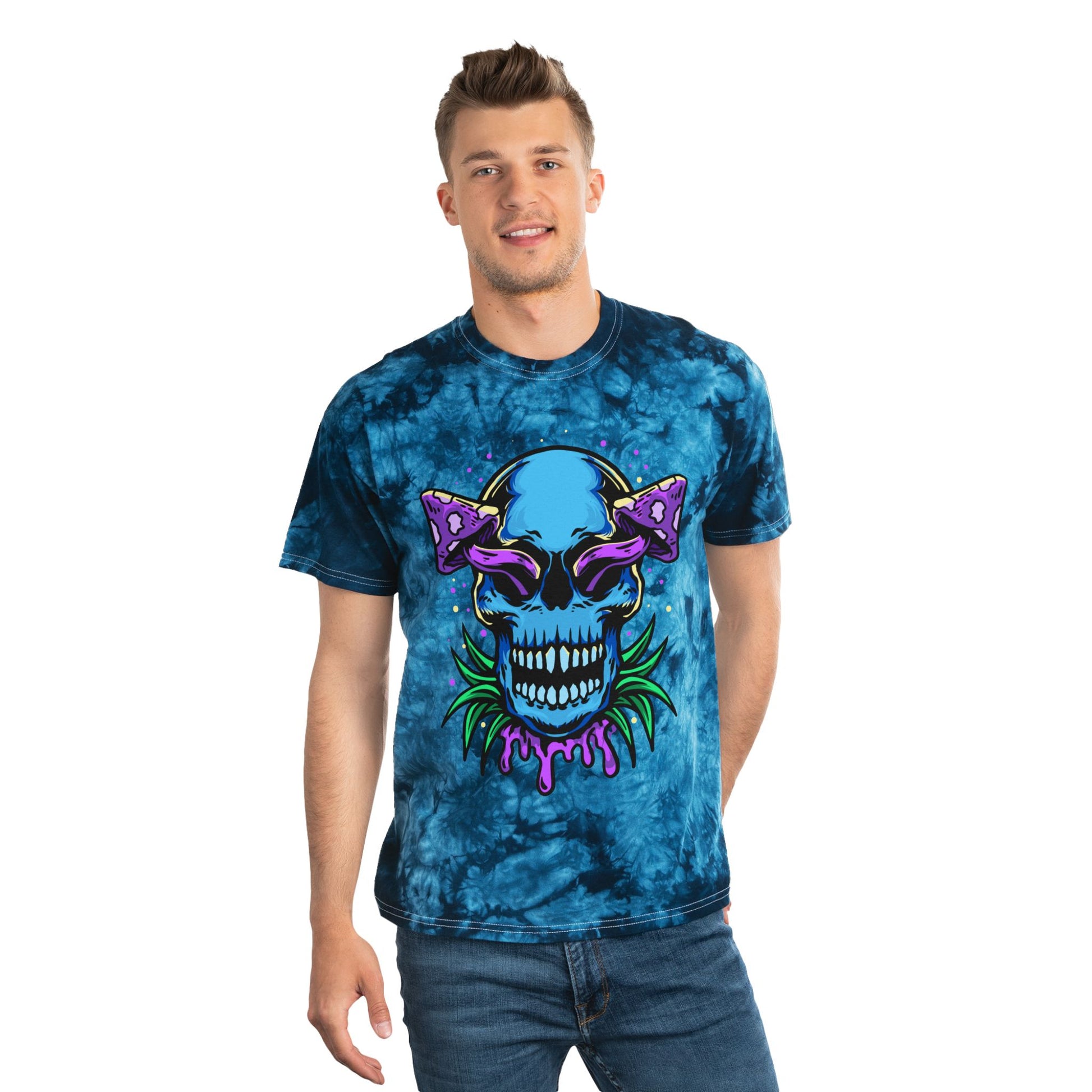 Tie-Dye Crystal Mushroom Scull T-shirt