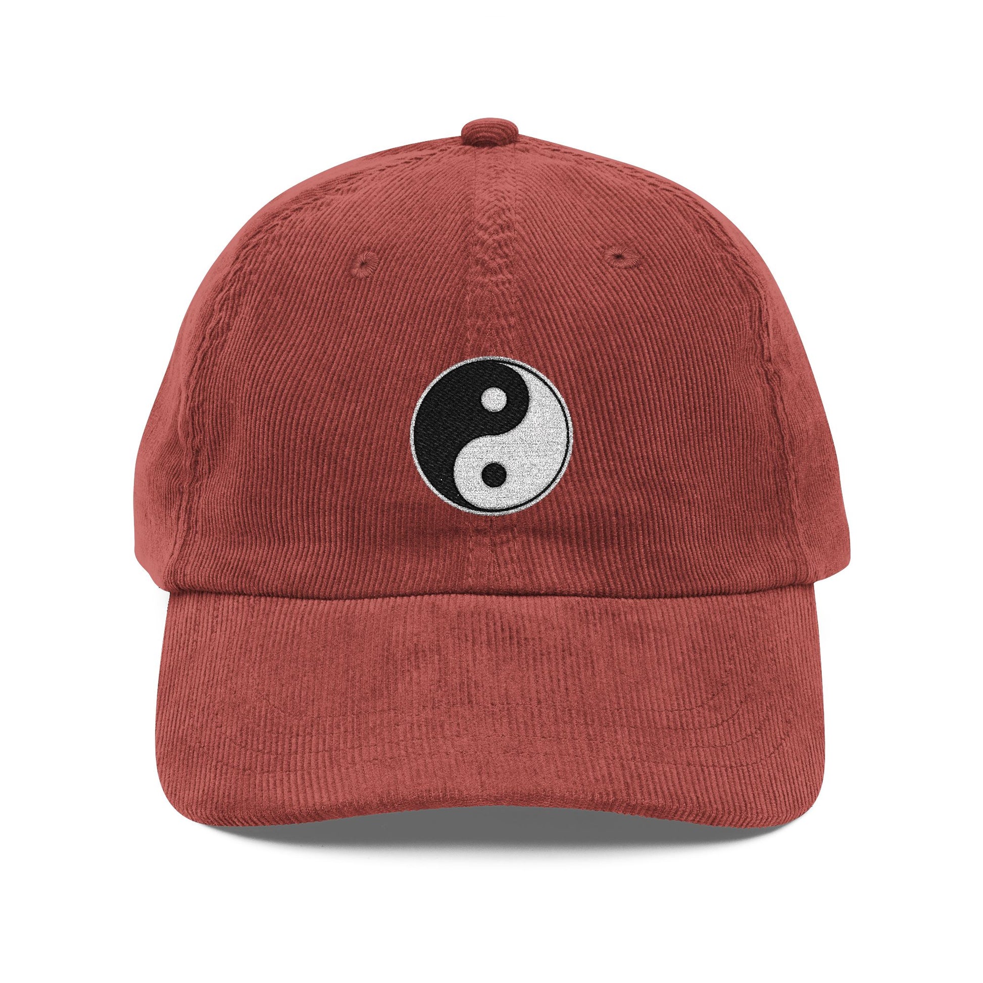 Vintage Corduroy Yin Yang Embroidered Cap — Retro Yoga & Streetwear Dad Hat