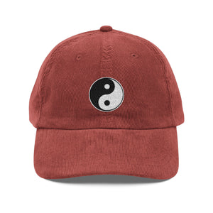Vintage Corduroy Yin Yang Embroidered Cap — Retro Yoga & Streetwear Dad Hat