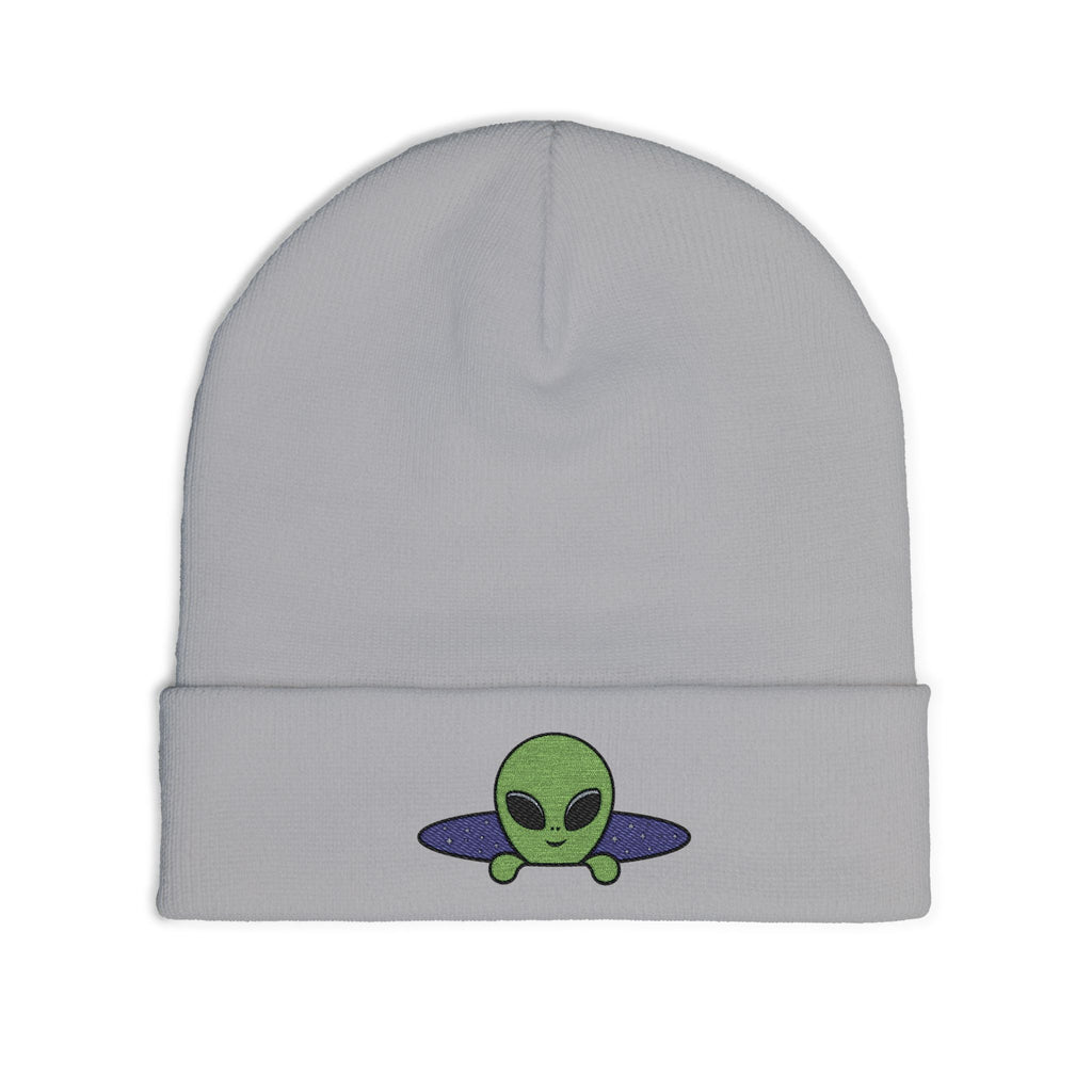 Alien UFO Embroidered Beanie — Cute Green Alien Knit Hat