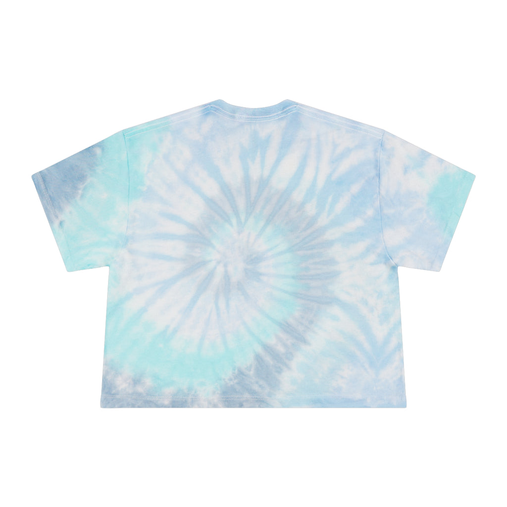 Mushroom Artwork Tie-Dye Crop Tee – Pastel Blue Psychedelic Graphic